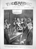 Original Old Antique Print 1907 King Sweden Gustaf Oath Constitution Throne
