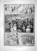 Old Antique Print 1907 Christmas Market West End London King Sweden Lord 20th