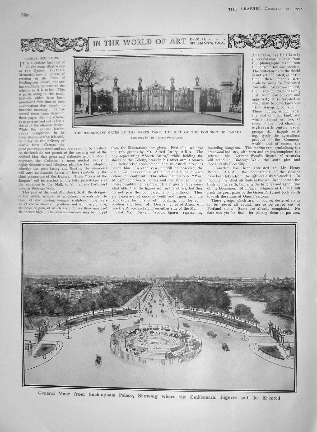 Old Antique Print 1907 Buckingham Palace Green Park Canada Boer Guildhall 20th