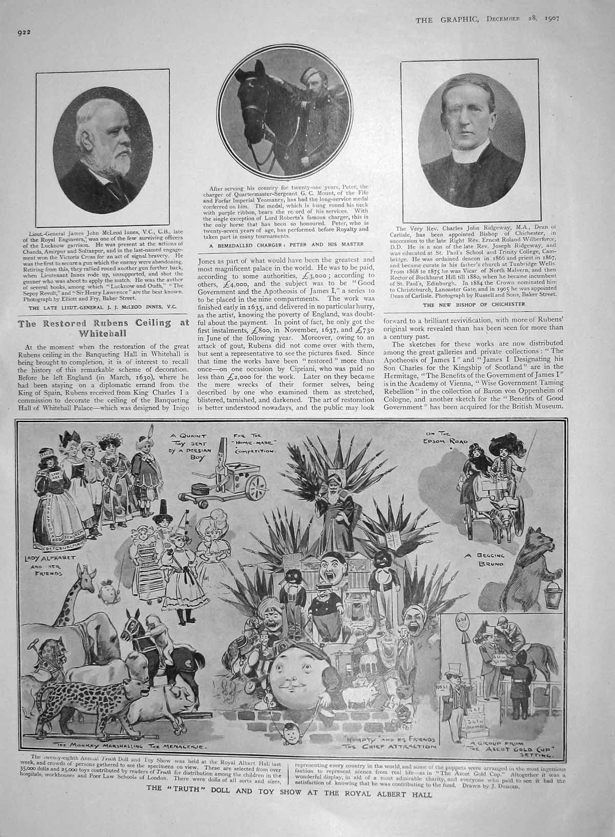 Old Antique Print 1907Innes Fife Forfar Bishop Chichester Doll Toy Albert 20th