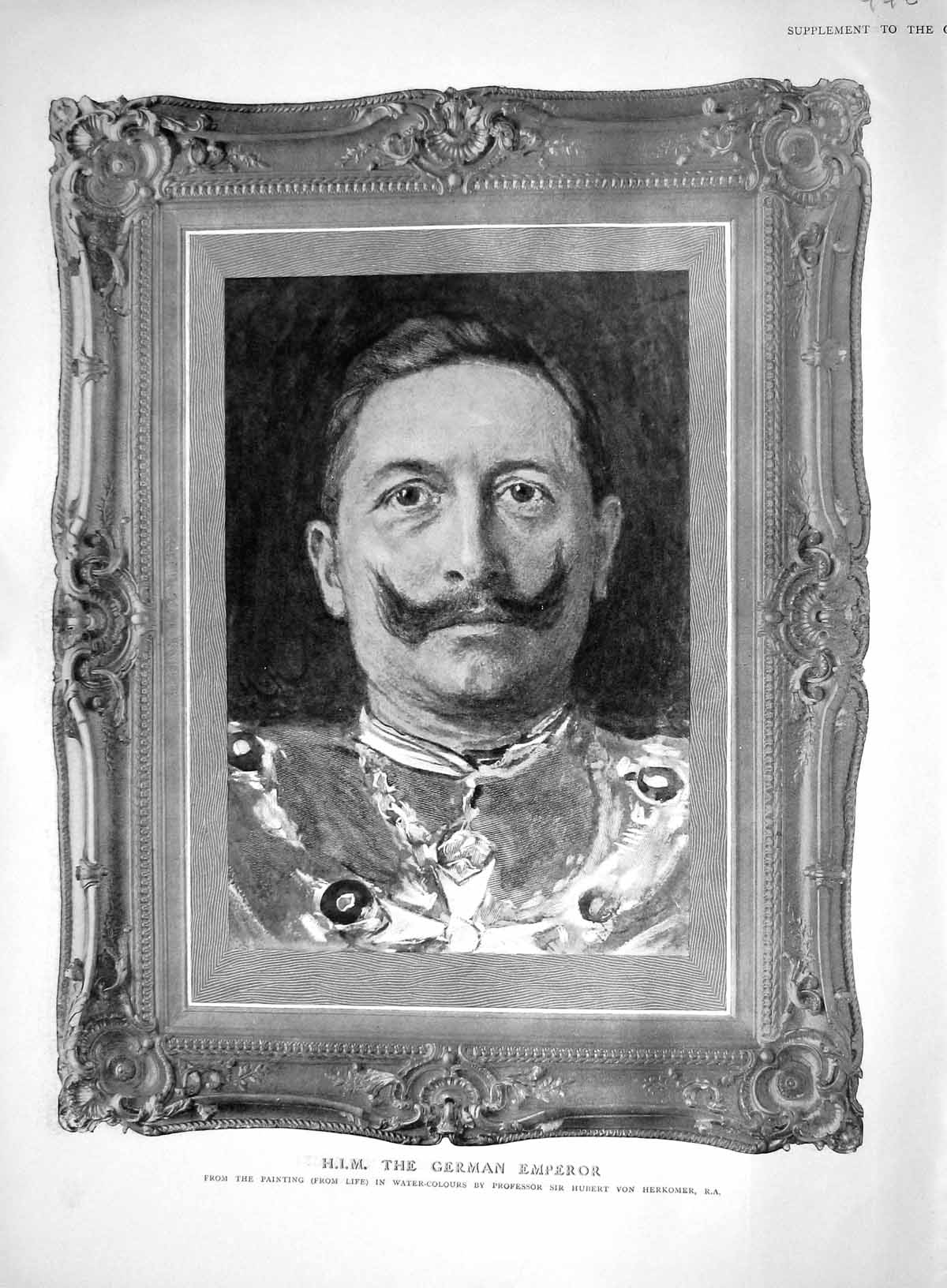 Old Antique Print 1907 Portrait German Emperor Empress Herkomer Hamburg 20th