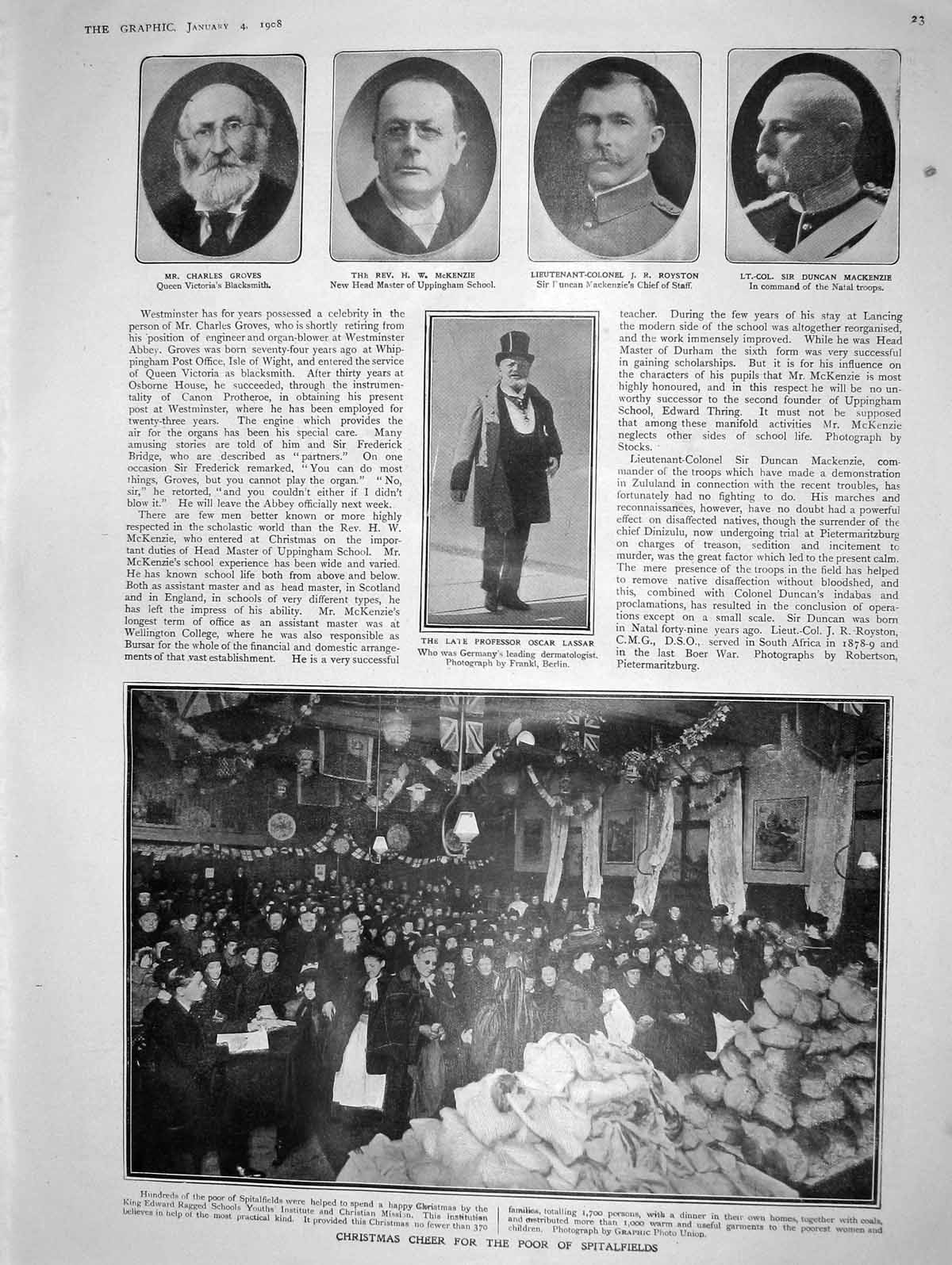 Original Old Antique Print 1908 Groves Mckenzie Royston Mackenzie Spitalfields