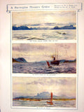 Original Old Antique Print 1908 Norway Gorsten Vaago Lofoden Marok Digermulen
