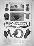 Original Old Antique Print 1908 Archaeology Castle Pevensey Roman Clausen Sims