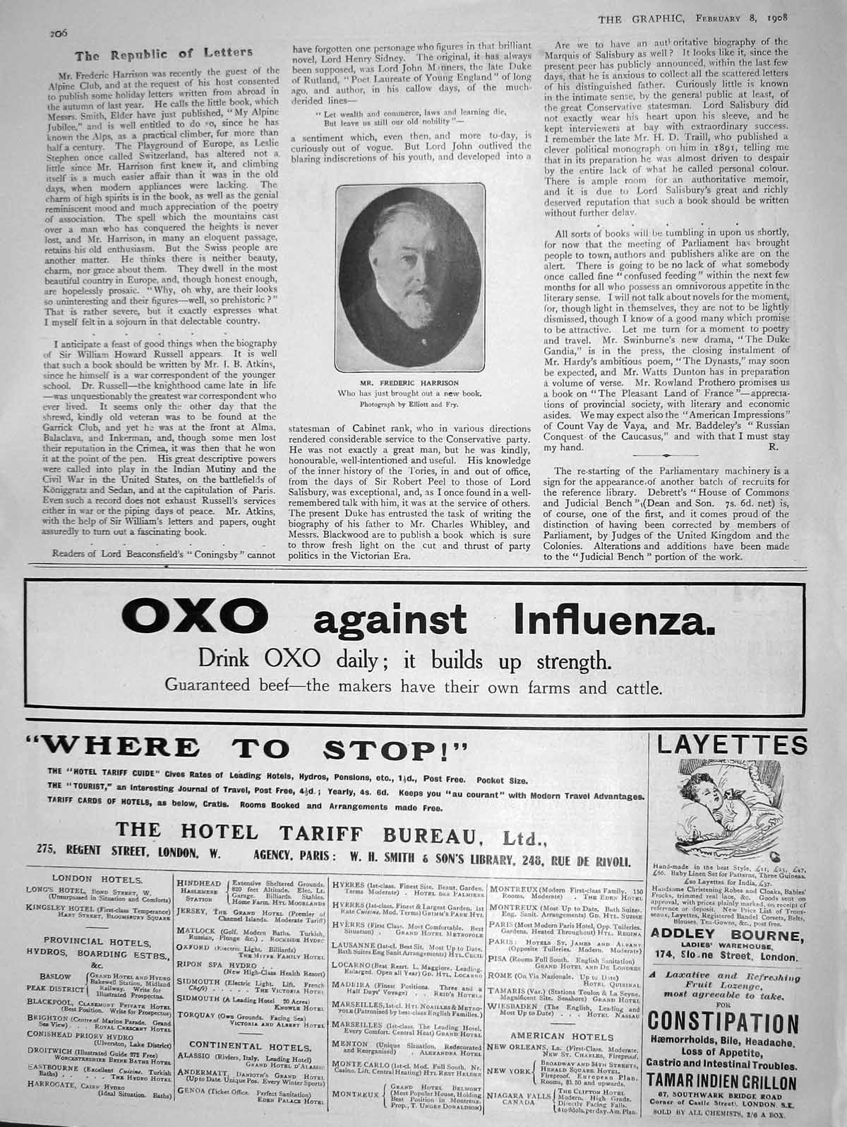 Original Old Antique Print 1908 Portrait Mr. Frederic Harrison Author 20th