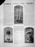 Old Antique Print 1908 Lace Frock Dress Toque Hat Ladies Womans Fashion 20th