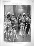 Old Antique Print 1908 Dublin Drawing Room Lyttelton Hawkin Botha Cannes 20th