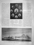 Old Antique Print 1908 Navy Ships Vincent Bayern Perry War Commons Smith 20th