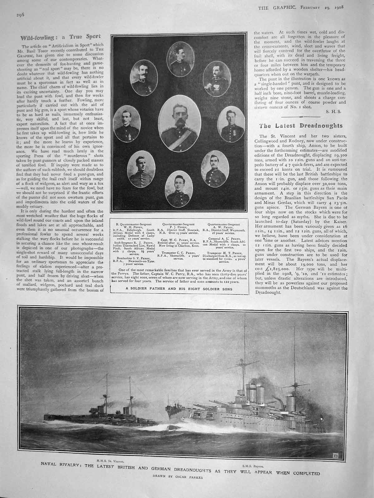 Old Antique Print 1908 Navy Ships Vincent Bayern Perry War Commons Smith 20th