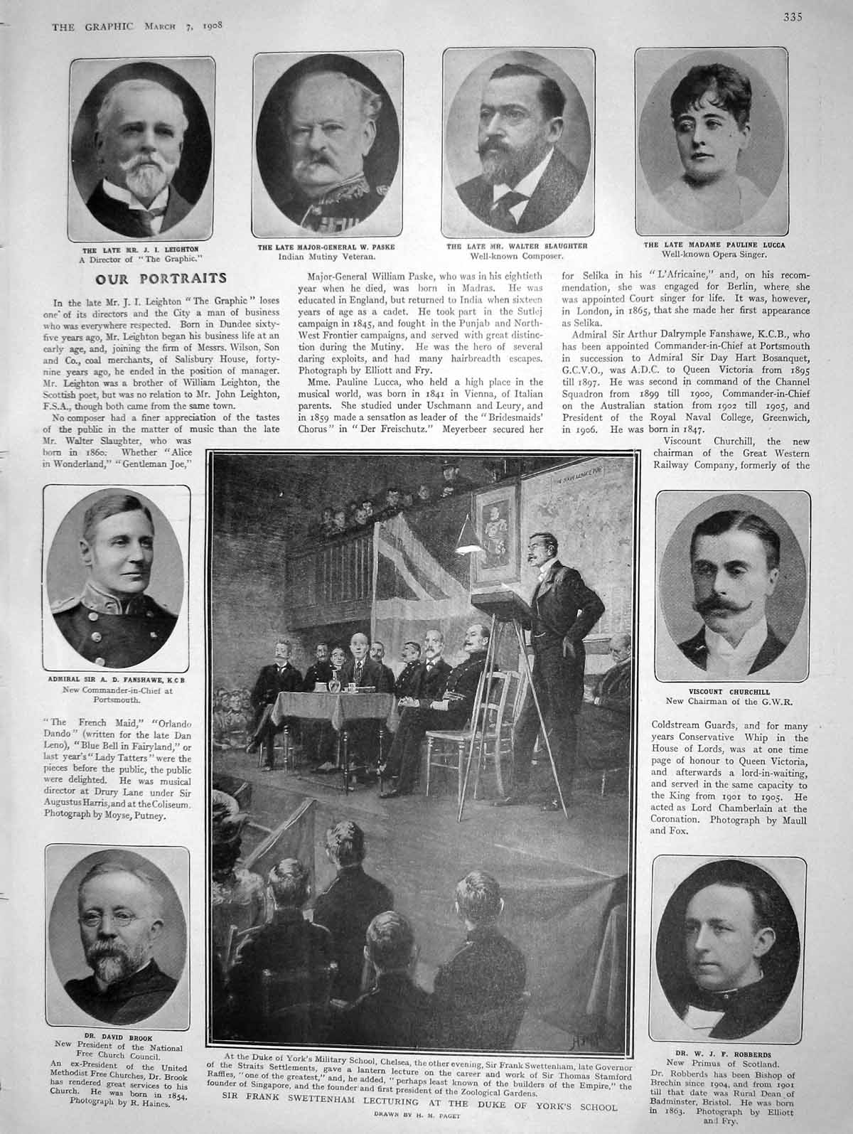 Old Antique Print 1908 Leighton Paske Slaughter Lucca Swettenham Map Ship 20th
