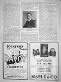 Old Antique Print 1908 Portrait H.G. Wells Author Savoy Cigarettes Maple 20th