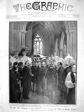 Old Antique Print 1908 Funeral Duke Devonshire Chatsworth Edensor Church 20th