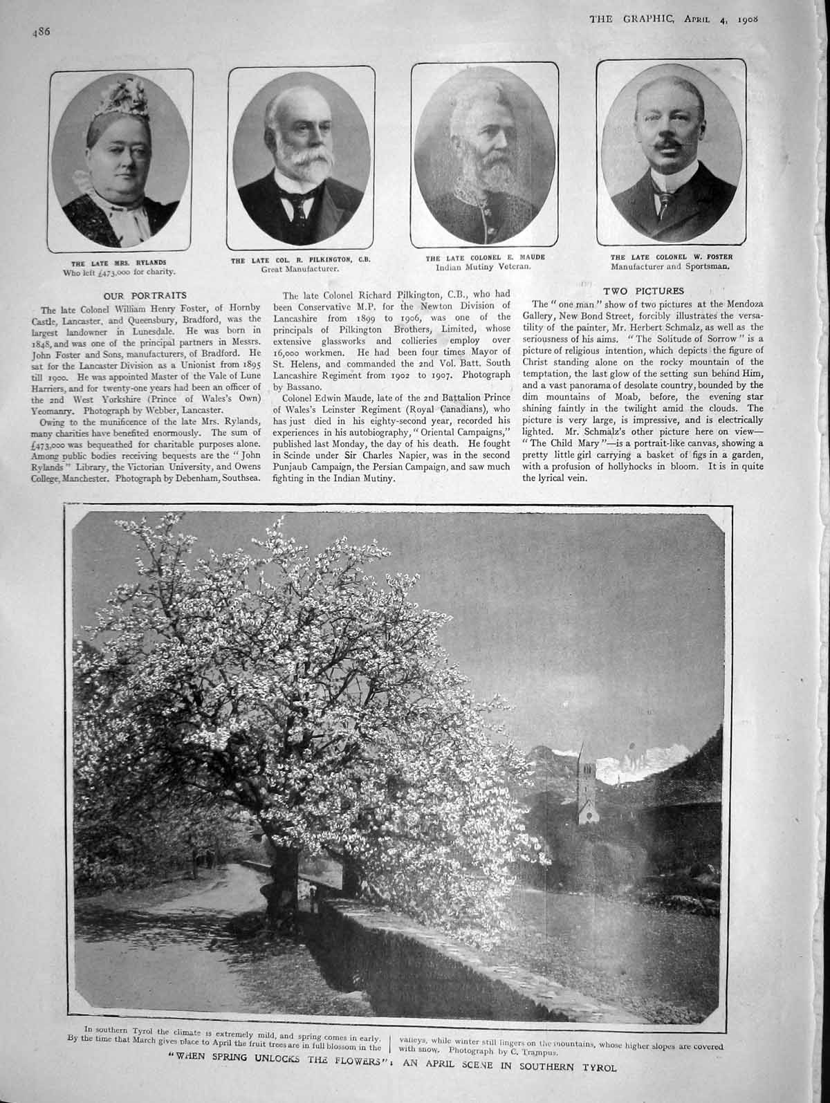 Original Old Antique Print 1908 Rylands Pilkington Maude Tyrol Foster Fashion