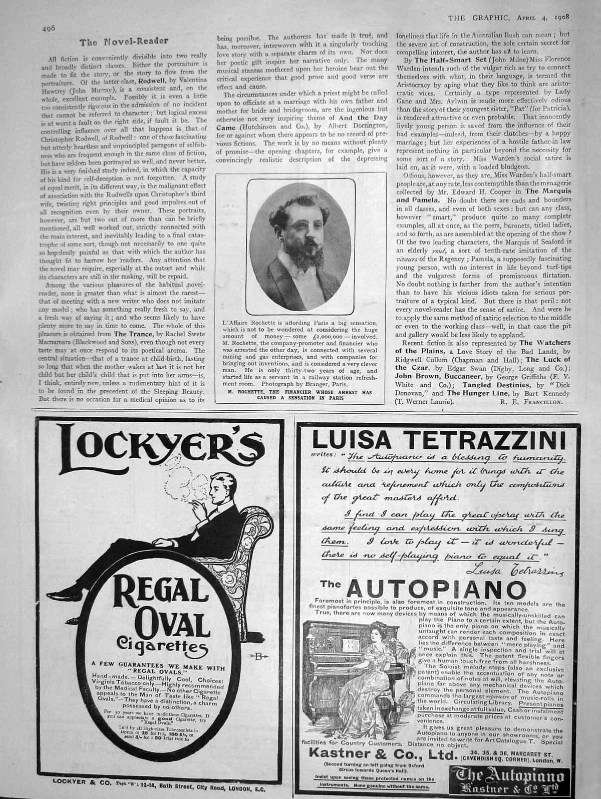 Original Old Antique Print 1908 Portrait Rochette Financier Paris France 20th