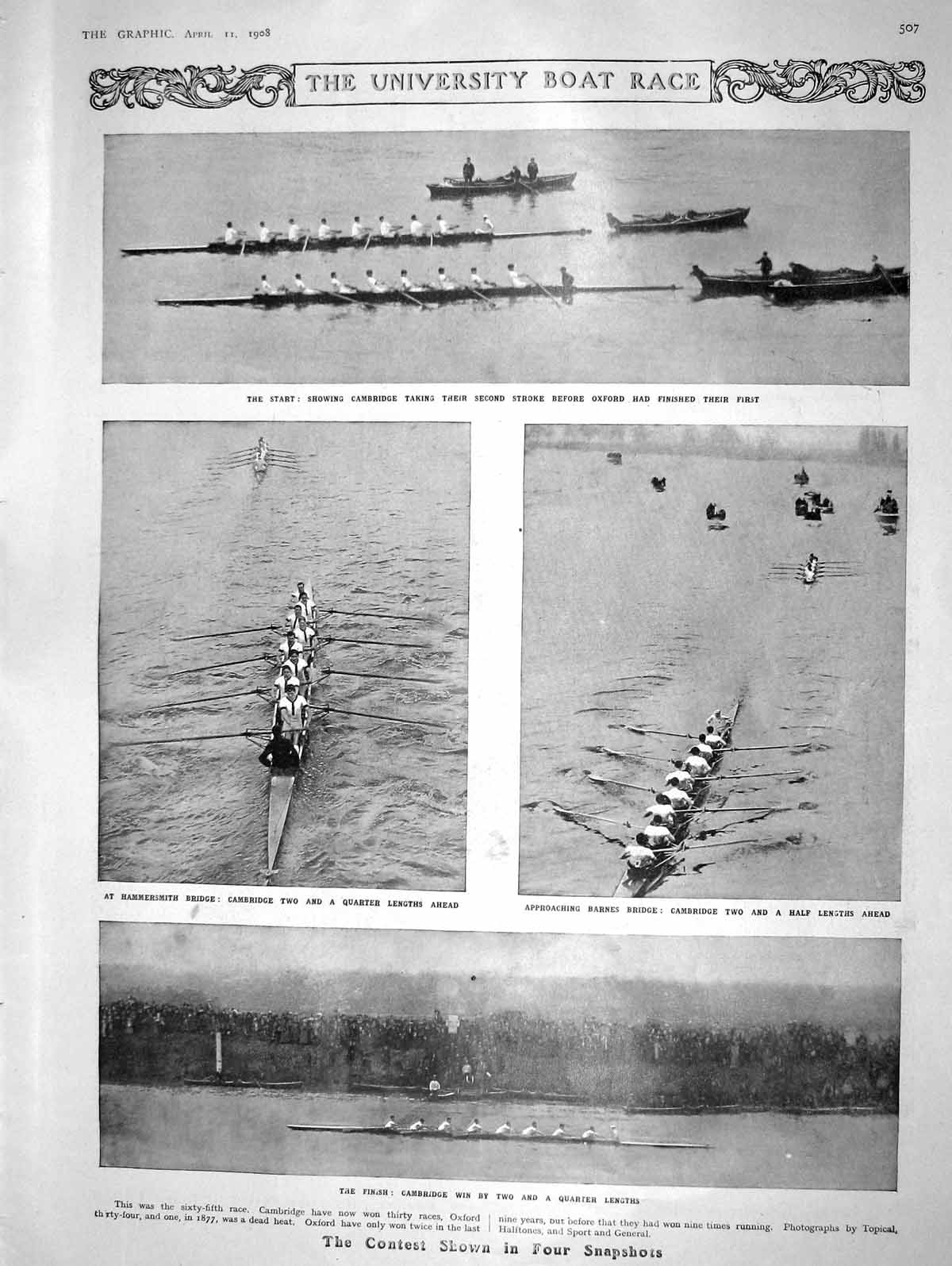 Old Antique Print 1908 University Boat Race Oxford Princess Greece Barne 20th