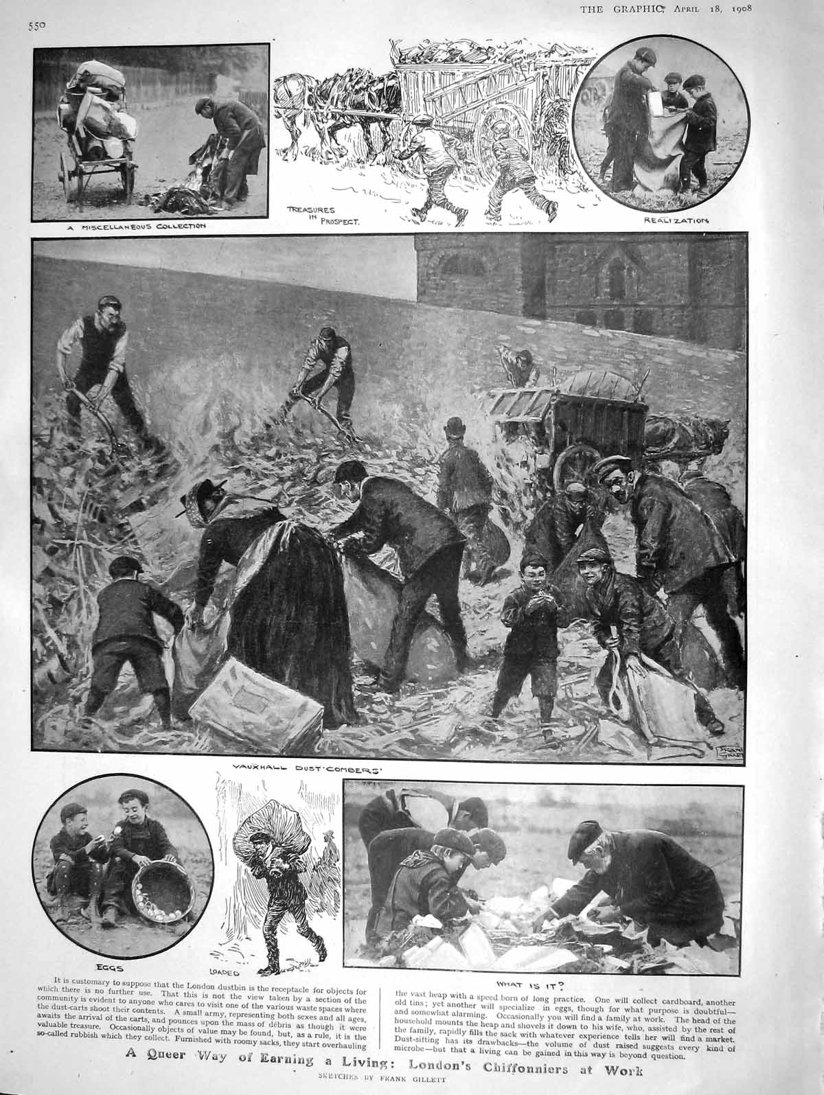 Original Old Antique Print 1908 London Chiffonniers Work Balfour Jacoby Bussey