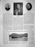 Old Antique Print 1908 General Lord Grenfell Gill Martin Monaco Boat Race 20th