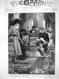 Original Old Antique Print 1908 Easter Decorating Chancel Mary Abbot Kensington