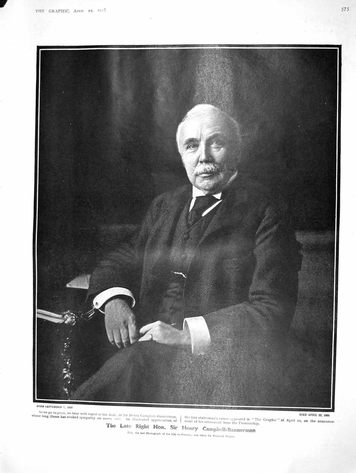Old Antique Print 1908 Henry Campbell-Bannerman Seely Kerry Lady Herbert 20th