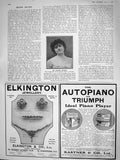 Old Antique Print 1908 Portrait Miss Florence Monteith Queens Hall Piano 20th