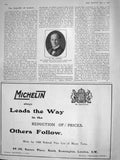 Old Antique Print 1908 Portrait Mr John Galsworthy Author Michelin Tyres 20th
