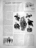 Original Old Antique Print 1908 Parliament Winston Churchill Fallieres Fashion