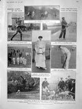 Old Antique Print 1908 Tennis Wallenberg Otter Hunting Polo Golf Cricket 20th