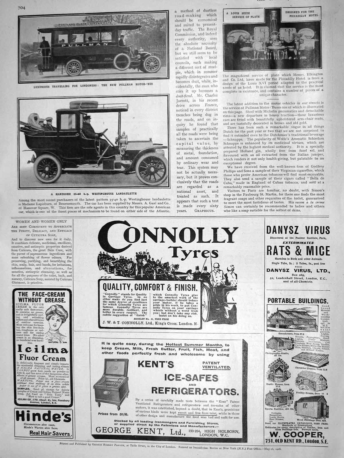Original Old Antique Print 1908 Luxurious Travelling Pullman Westinghouse Car