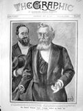 Original Old Antique Print 1908 President Fallieres Britain Men Portrait Sketch
