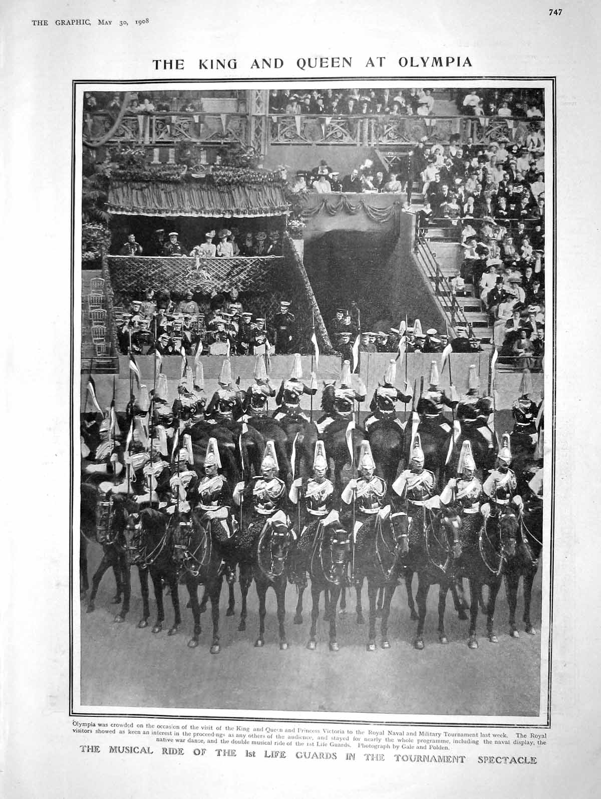 Original Old Antique Print 1908 King Olympia Life Guards Iffley Mill Winchester