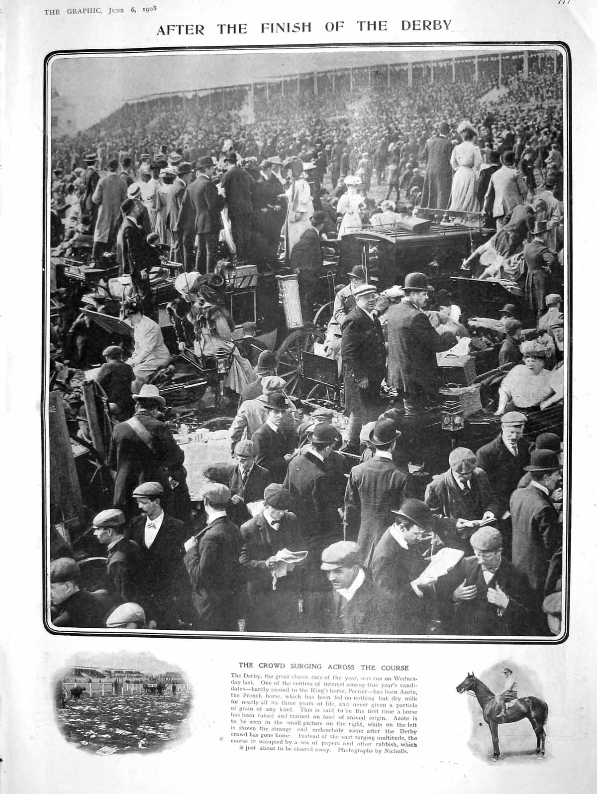 Old Antique Print 1908 Derby Horse Racing Sport Evans Benn Coquelin Pease 20th