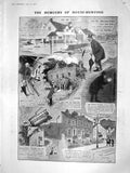 Old Antique Print 1908 House Hunting Comedy Buckingham Palace Grenadier 20th
