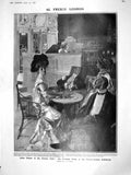 Original Old Antique Print 1908 Dinner Garden Club Franco-British Lloyd George