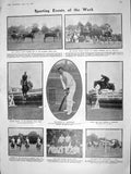 Original Old Antique Print 1908 Sport Cricket Rufus Rugby Margot Horse Pearson