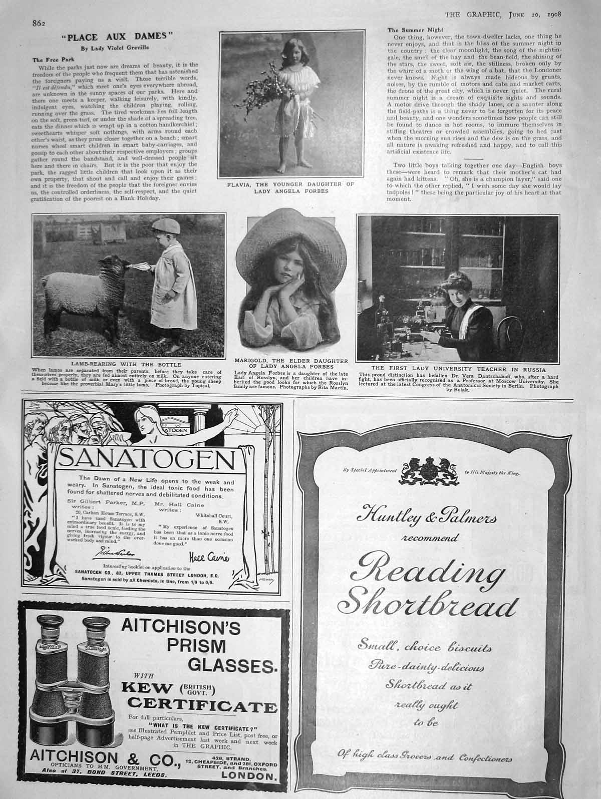 Original Old Antique Print 1908 Flavia Angela Forbes Lamb MarigDantschakoff