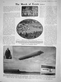 Original Old Antique Print 1908 Winchester Pageant Zeppelin Airship Suffragists
