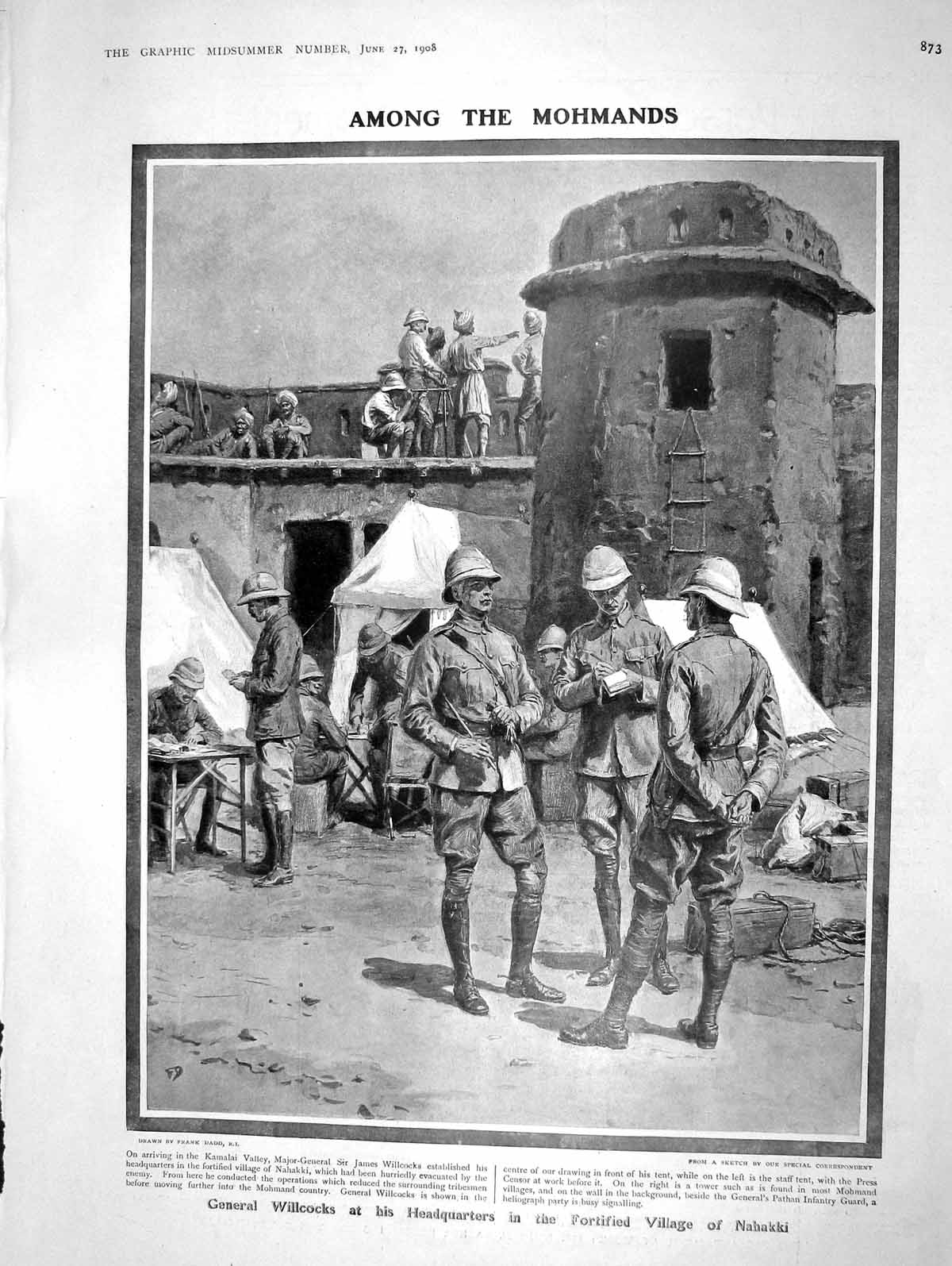 Original Old Antique Print 1908 General Wilcocks Nahakki Kamalai Fowler Parker