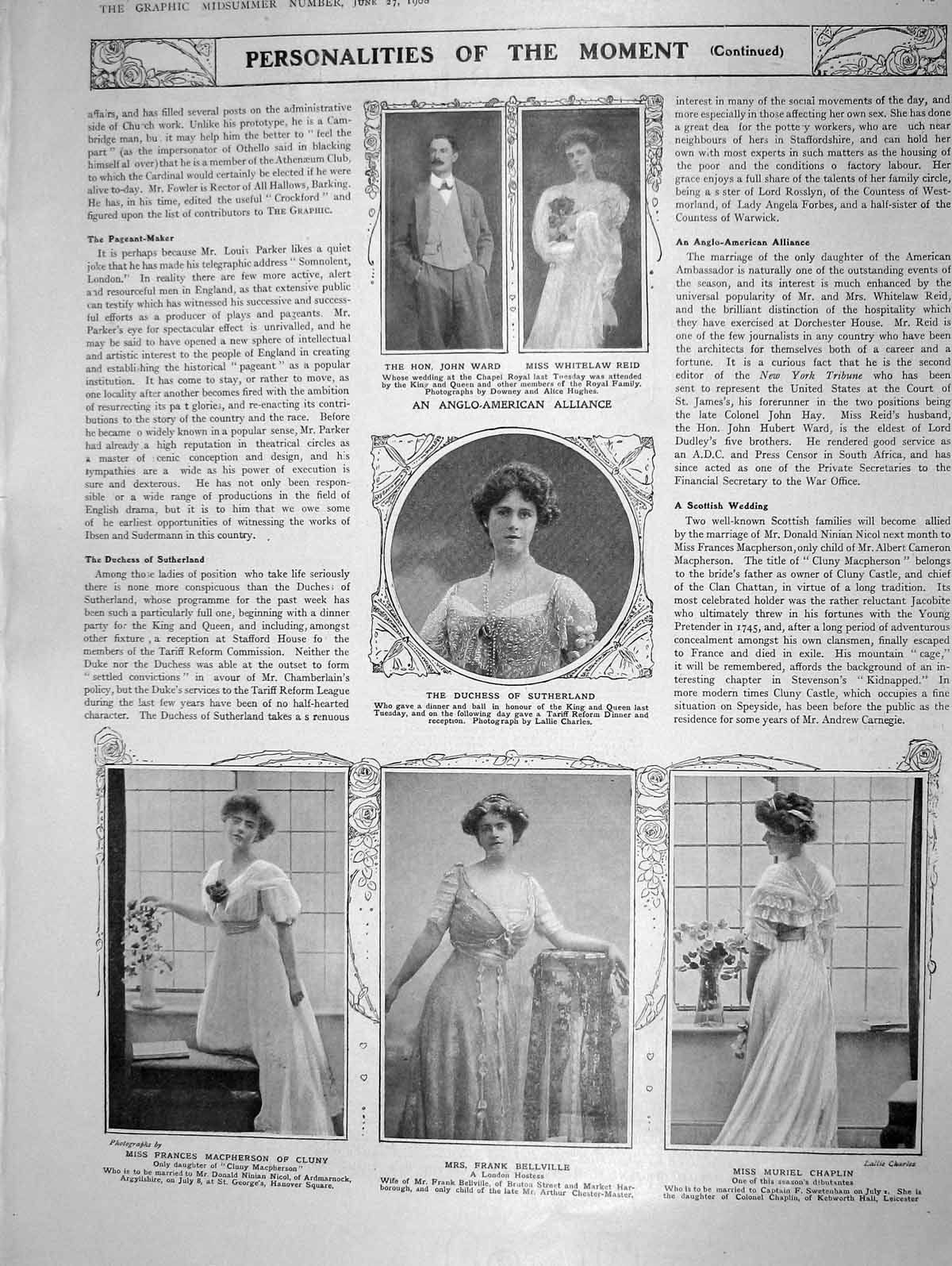 Old Antique Print 1908 Ward Reid Duchess Sutherland Belville Saheb Limbdi 20th