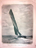Original Old Antique Print 1908 Summer Scene Solent Yachting Rorestaurant York