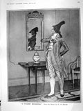 Original Old Antique Print 1908 Pleasing Reflection Man Mirror Romance Chaffeur
