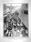 Old Antique Print 1908 Ascot Sunday Boulter'S Lock Bull Airship Policeman 20th