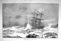 Original Old Antique Print 1908 Charles Dixon Doomed Ship Stormy Sea Scene