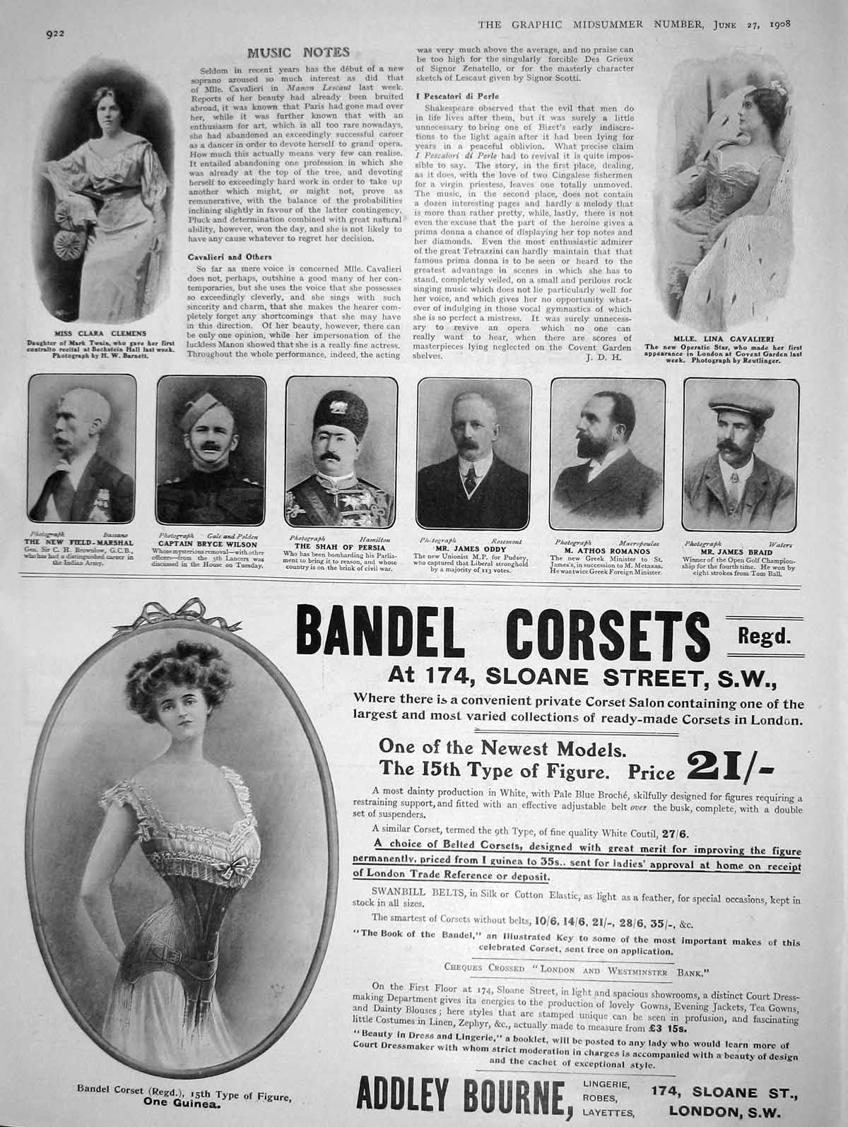 Old Antique Print 1908 Clemens Cavalieri Brownlow Wilson Persia Romanos 20th