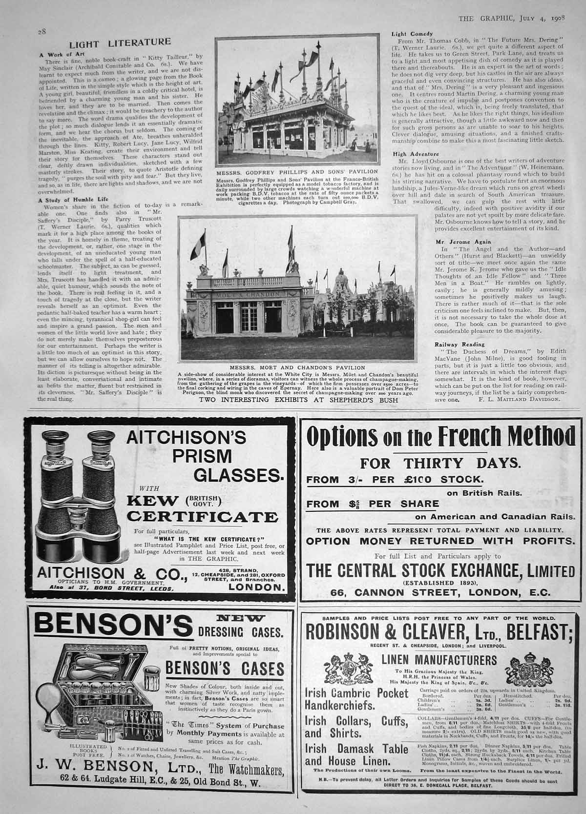Old Antique Print 1908 Godfrey Phillips Pavilion Moet Chandon Shepherds 20th