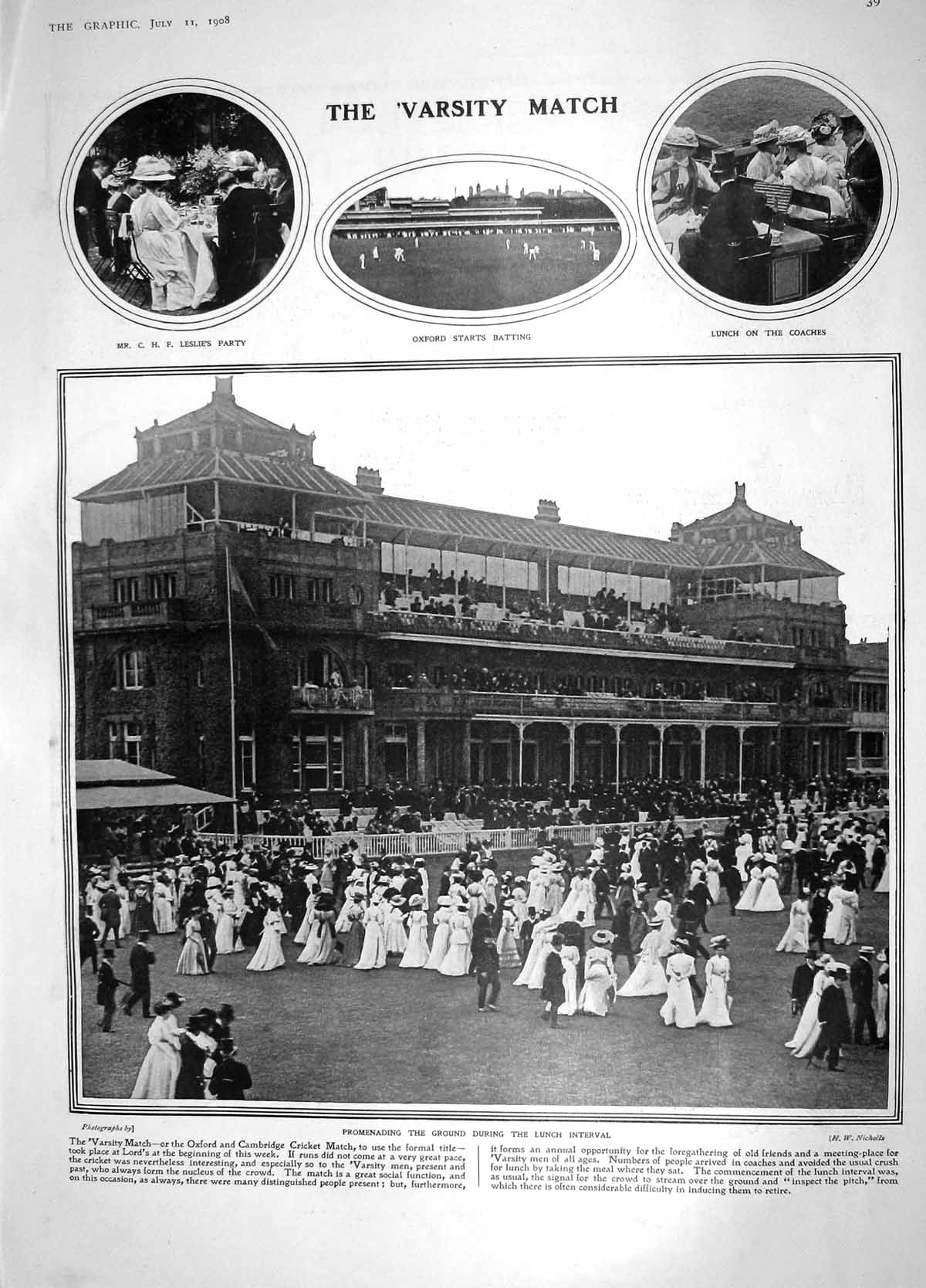 Old Antique Print 1908 Varsity Cricket Leslie Oxford Macedonia Talkovitch 20th