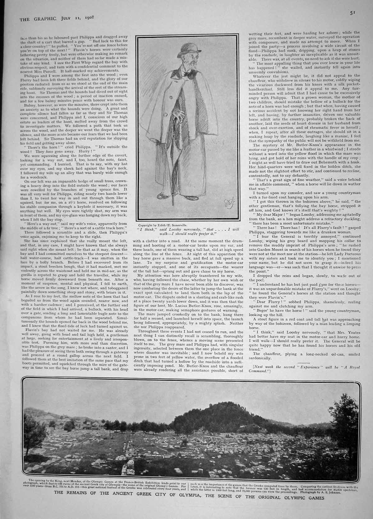 Old Antique Print 1908 Greek City Olympia Olympic Games Lipton Bank Tower 20th