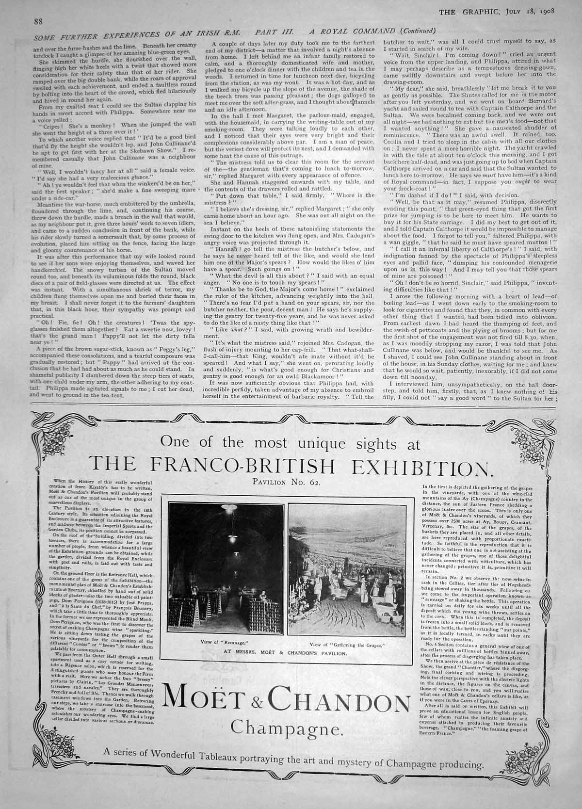 Old Antique Print 1908 Moet Chandon Champagne Franco-British Exhibition 20th