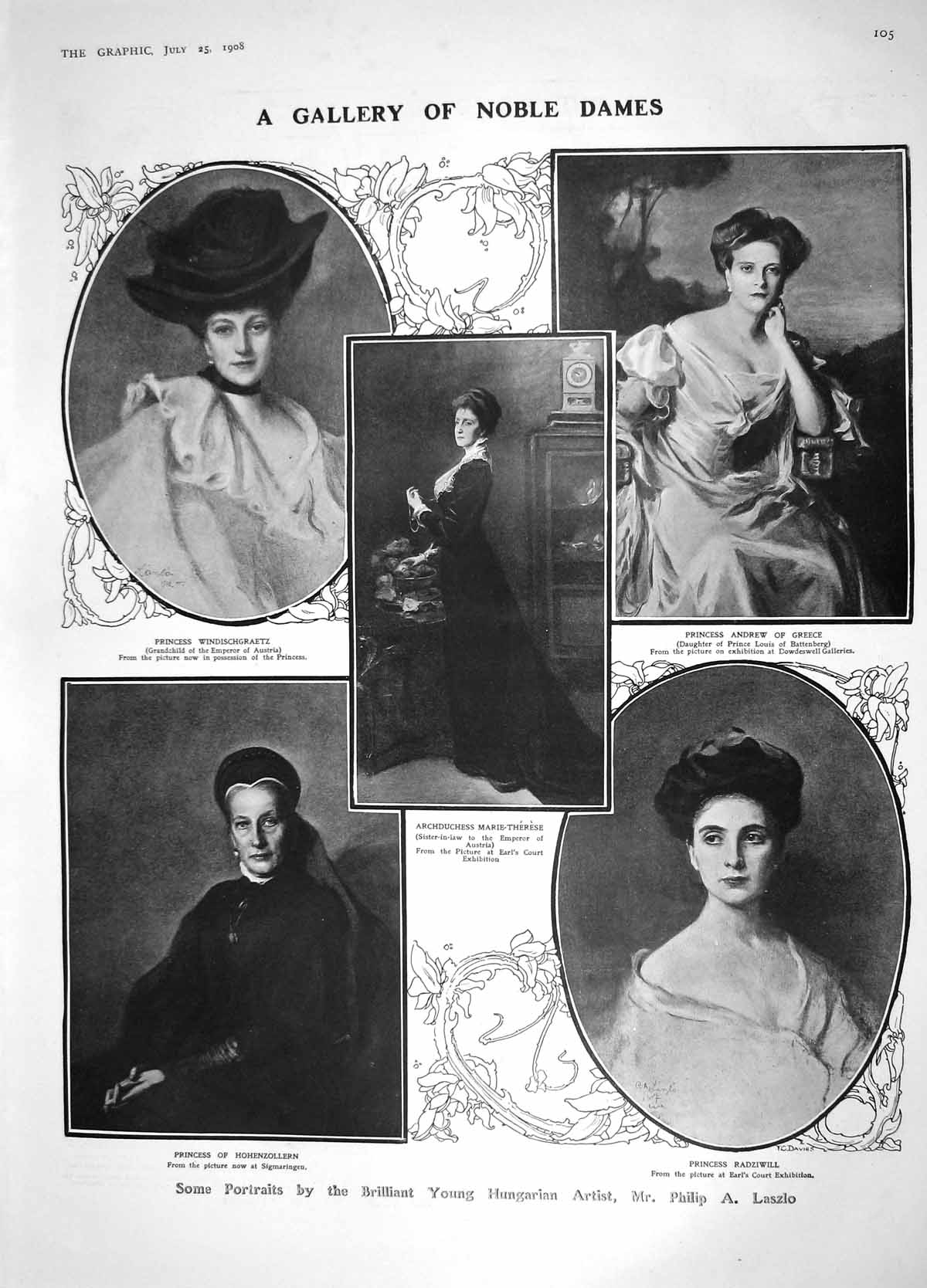 Old Antique Print 1908 Princess Andrew Hohenzollern Radziwill Booth Gorst 20th