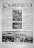 Original Old Antique Print 1908 Count Zeppelin Airship Brazil War Ship Bisley