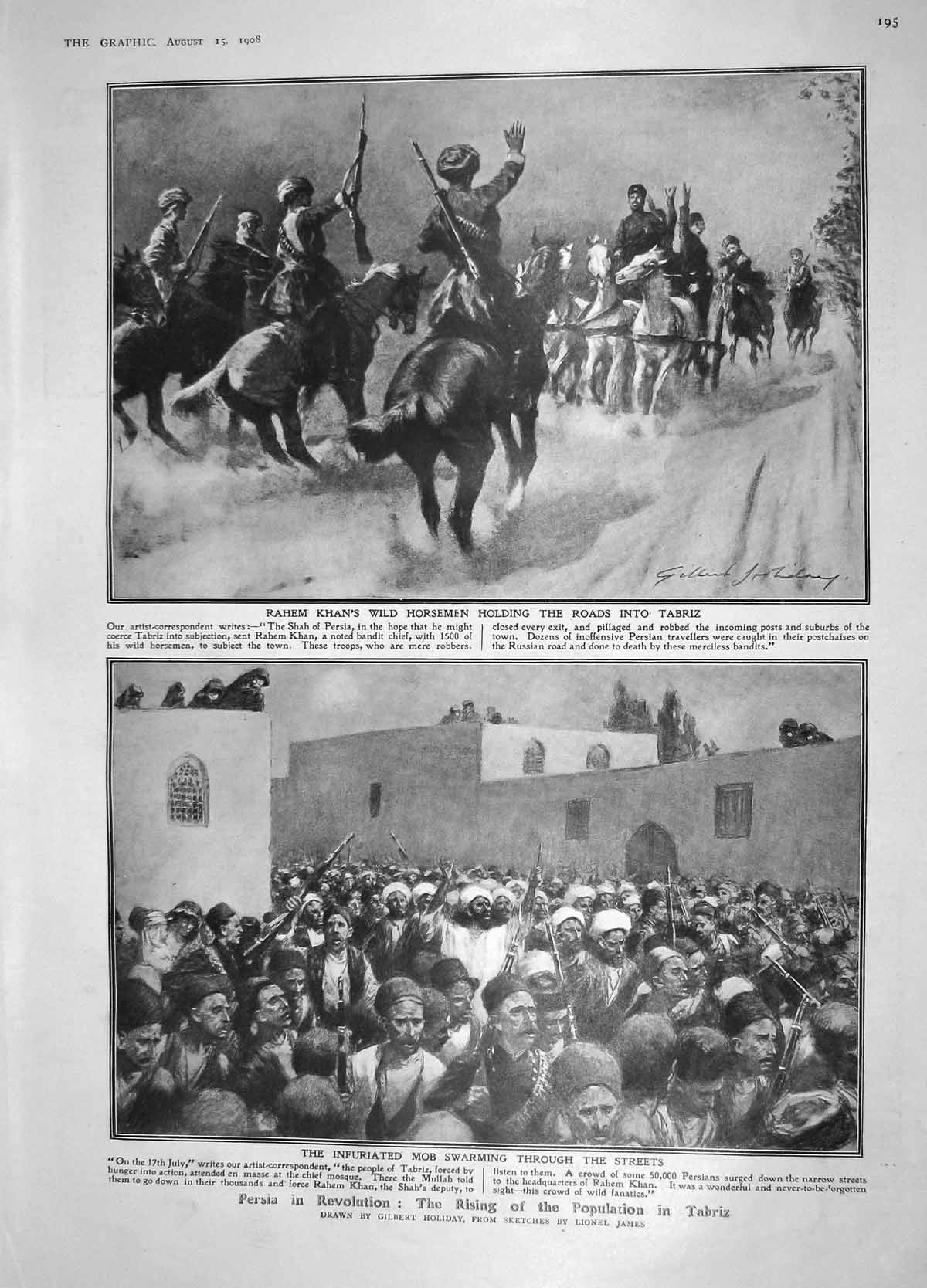 Old Antique Print 1908 Rahem Khan Tabriz Horse Mob Scarborough Connaught 20th